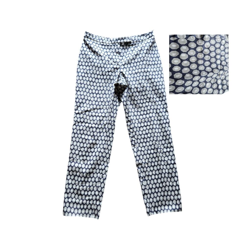 🩵Peserico Sign Pants Trousers Blue White Gray Patterned Trouser Cropped 2